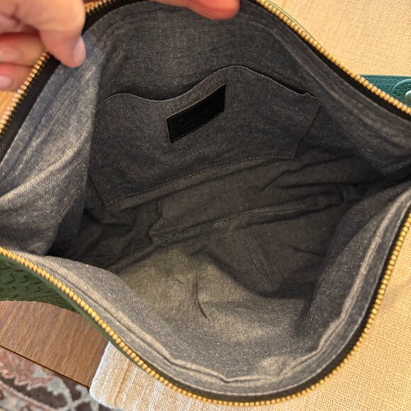 Clare V Moyen Messenger Bag in Evergreen Green Woven Zig Zag - Picture 14 of 16